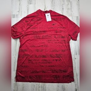 Nike Dri-Fit ADV Tiger Woods Collection Red Mock Neck Golf Shirt Men's Size L